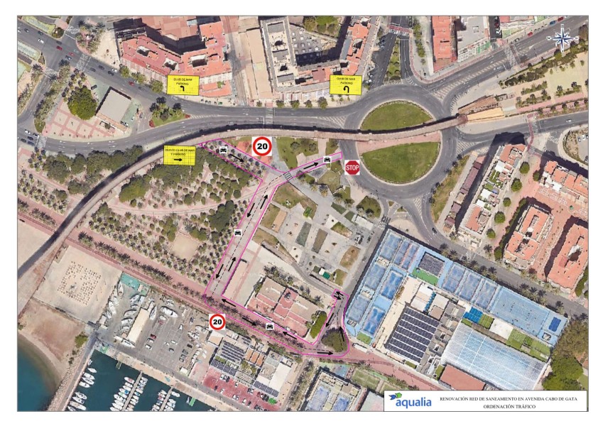 Desvío tráfico obras entorno Almadrabillas